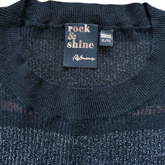 NWOT, Reitmans, Classic Black & Gray Striped Crewneck Sweater, XL - Picture 4 of 8